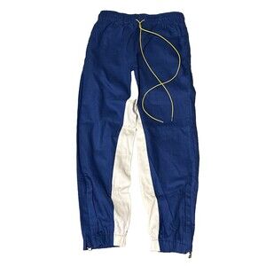 MNML D05 Contrast Stripe Track Pants Medium M NWT Blue White Yellow Drawstring